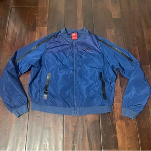 Nike Women’s Bomber Jacket Size Medium Blue Full Zip Red Tag Windbreaker Street
